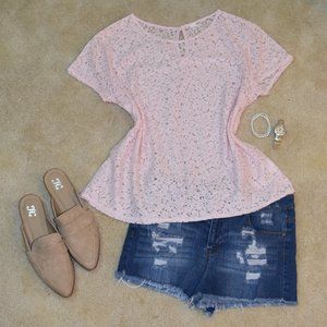 Old Navy Light Pink Lace Shirt Size L